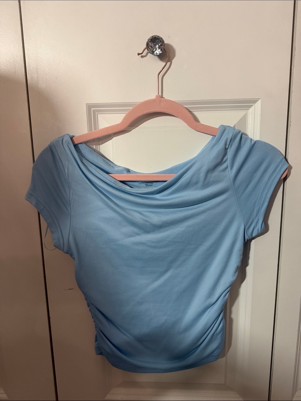 Light Blue Women's Draped Neck Tee